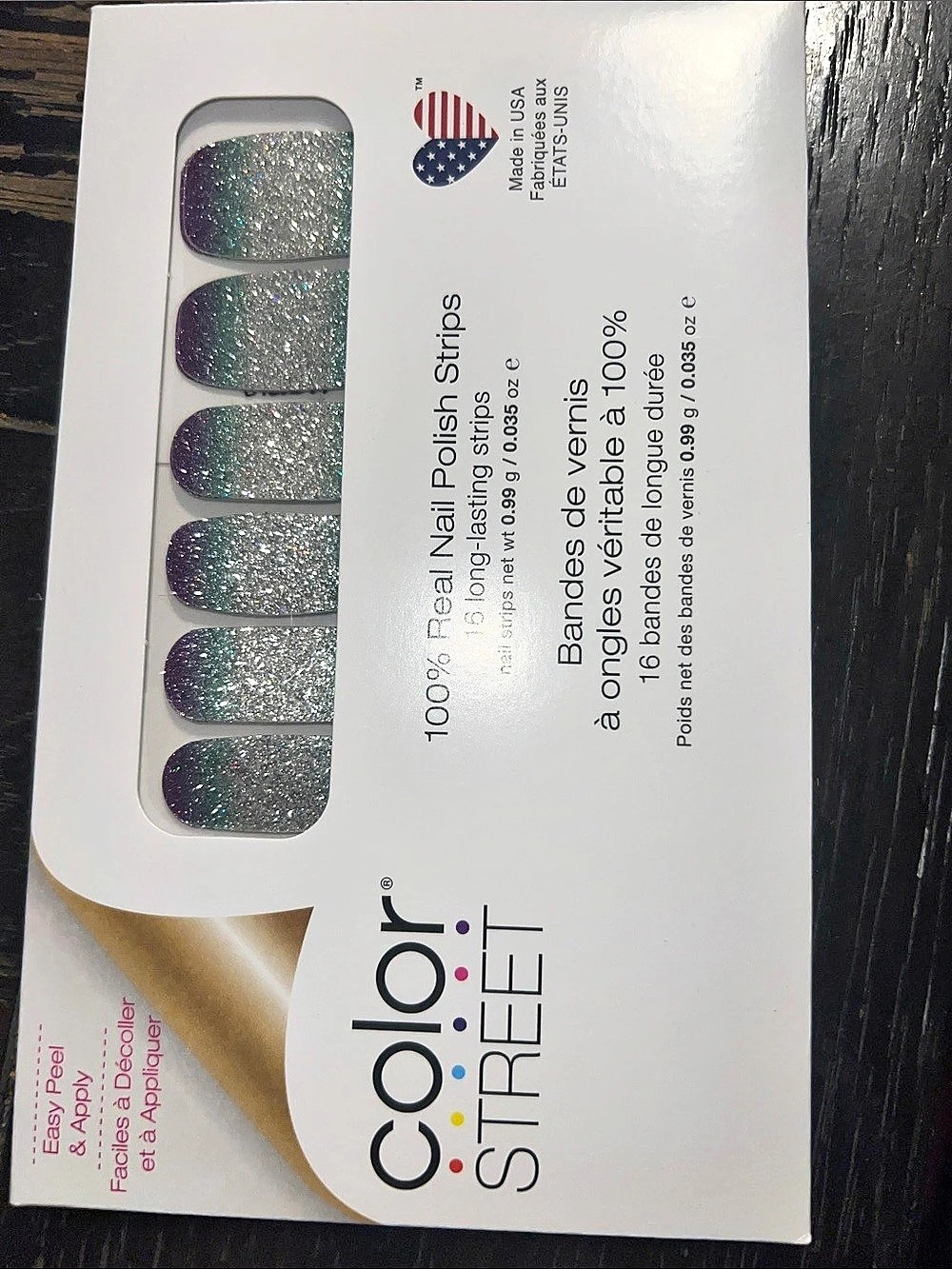 Color Street Pacific Waters Nail Polish Strips Silver & Purple